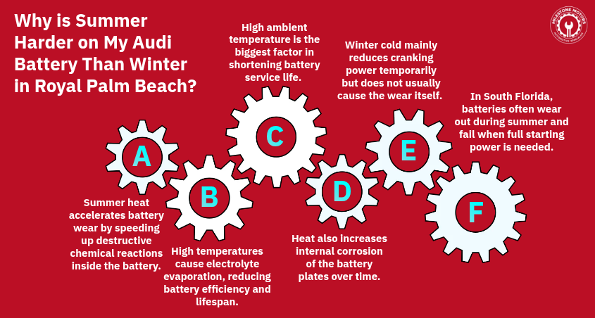 Why is summer harder on my Audi battery than winter in Royal Palm Beach